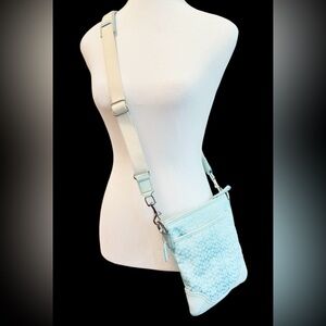 Coach | Aqua Blue Canvas Crossbody Messenger Bag